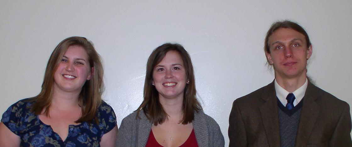 2011 Honors photo of Katrina Galt, Brittany Poe and William Vogel